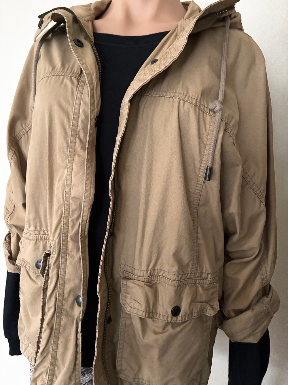 Abercrombie & Fitch Hooded Utility Full Zip Jacket Tan - Picture 2 of 10
